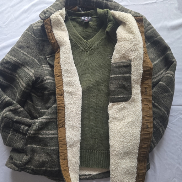 Men's Jachs Olive Striped shacket - Picture 9 of 10